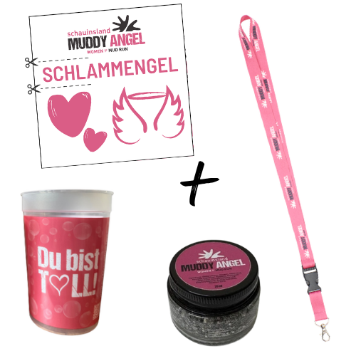 Muddy Angel Tattoo + Glitzer + Schlüsselband + Becher