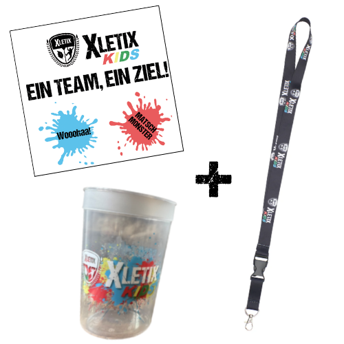 XLETIX Kids Tattoo + Schlüsselband + Becher